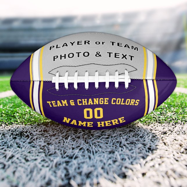 Purple and Gold Personalized Football with Picture American Football (Creator Uploaded)