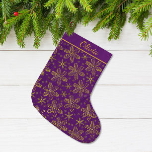 Purple and Gold Personalized Large Christmas Stocking