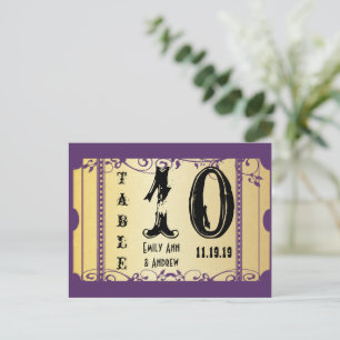 Purple and Gold Playbill Swirls Table Number Postcard