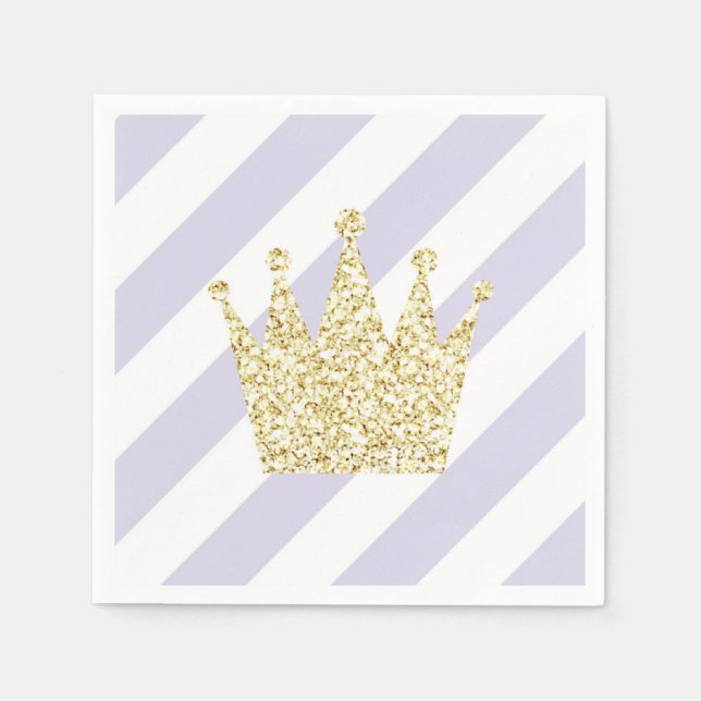 Purple and Gold Princess Crown Napkins (Front)