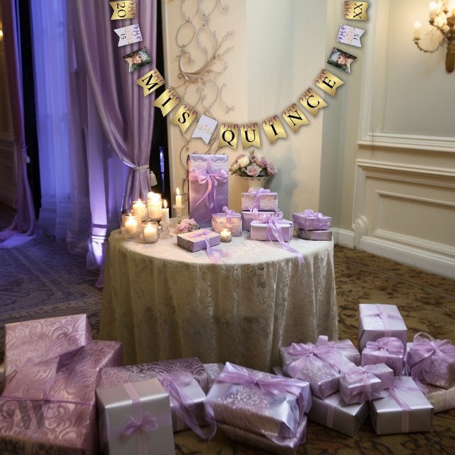 Purple and Gold Quinceañera Celebration Bunting (Creator Uploaded)