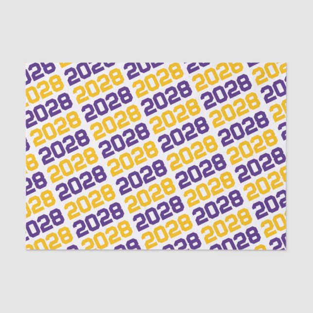 Purple and Gold Repeating Class Year Graduation Tissue Paper (Front)