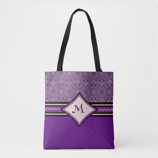 Purple and Gold Royal Abstract Tote Bag (Front)