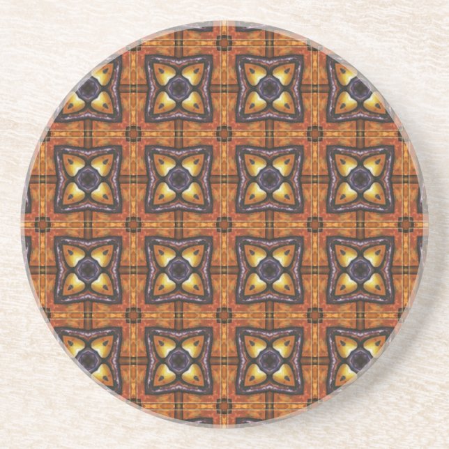 Purple and Gold Royal Tiles 2 Coaster (Front)
