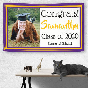 Purple and Gold School Colors Photo Banner