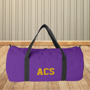 Purple and Gold School Colours and Letters Duffle Bag