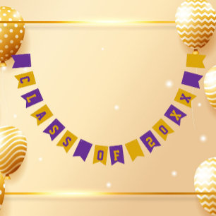 Purple and Gold School Colours Class Year Bunting
