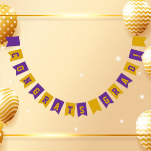 Purple and Gold School Colours Graduation Bunting