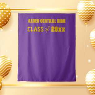 Purple and Gold School Colours Photo Backdrop Tapestry