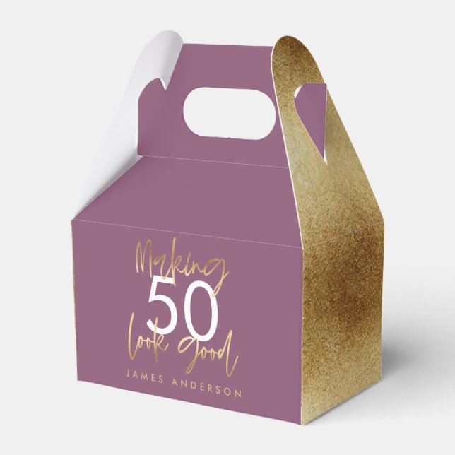 purple and gold simple elegant modern Favour Box (Front Side)