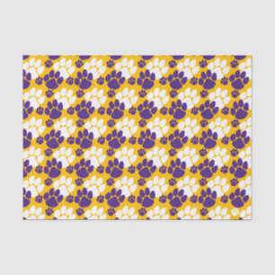 Purple and Gold Small Pawprints Tissue Paper