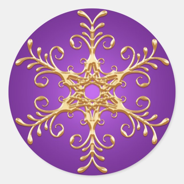 Purple and Gold Snowflake Sticker (Front)