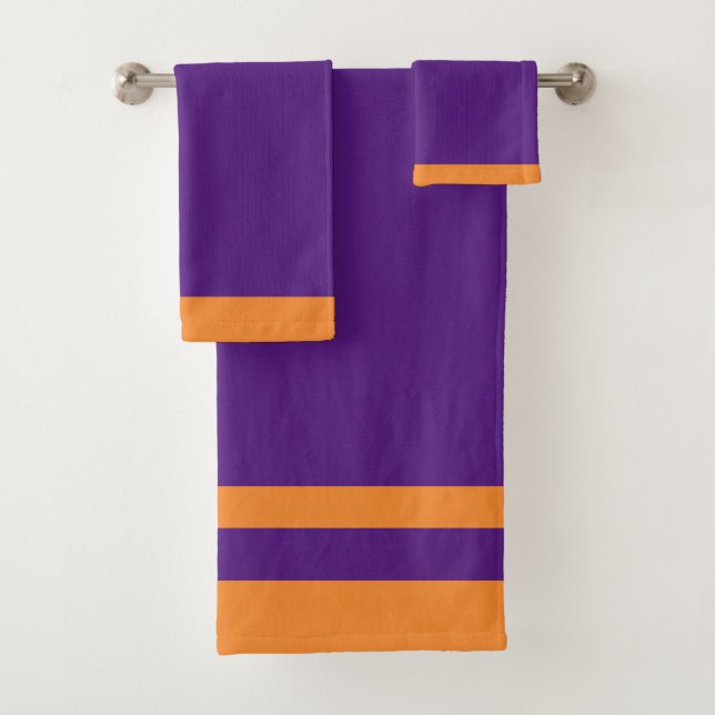 Purple And Gold Sport Team Colours Bath Towel Set (Insitu)
