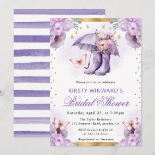 Purple and Gold Spring Umbrella Bridal Shower Invitation