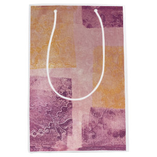 Purple and Gold Square Design Medium Gift Bag