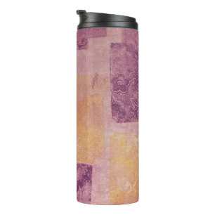Purple and Gold Squares Thermal Tumbler