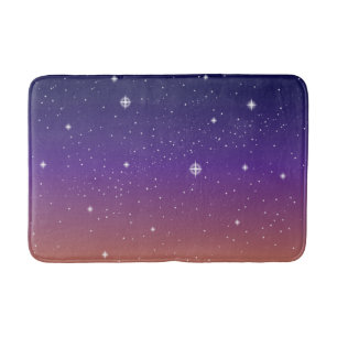 Purple and Gold Starry Sunset Sky Bath Mat