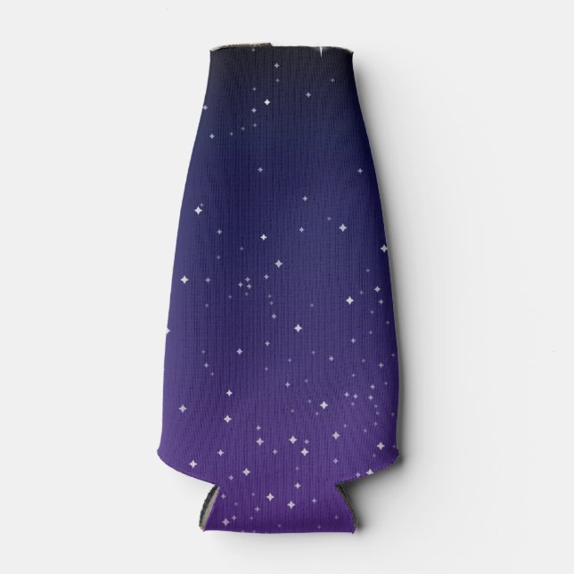 Purple and Gold Starry Sunset Sky Bottle Cooler (Front)