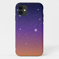 Purple and Gold Starry Sunset Sky