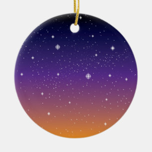 Purple and Gold Starry Sunset Sky Ceramic Tree Decoration