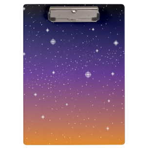 Purple and Gold Starry Sunset Sky Clipboard