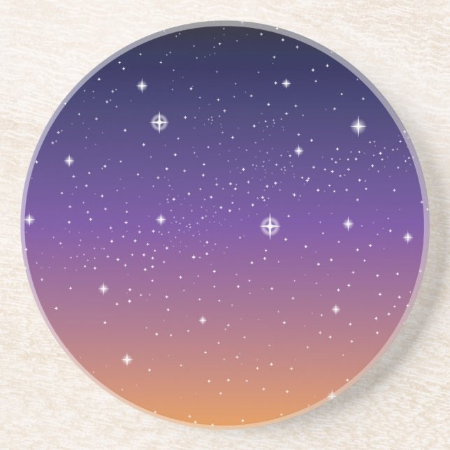 Purple and Gold Starry Sunset Sky Coaster (Front)