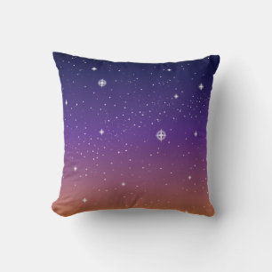 Purple and Gold Starry Sunset Sky Cushion