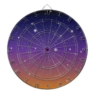 Purple and Gold Starry Sunset Sky Dartboard