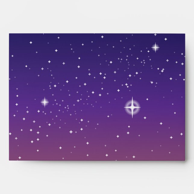 Purple and Gold Starry Sunset Sky Envelopes (Front)