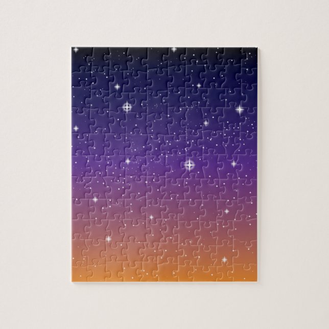 Purple and Gold Starry Sunset Sky Jigsaw Puzzle (Vertical)