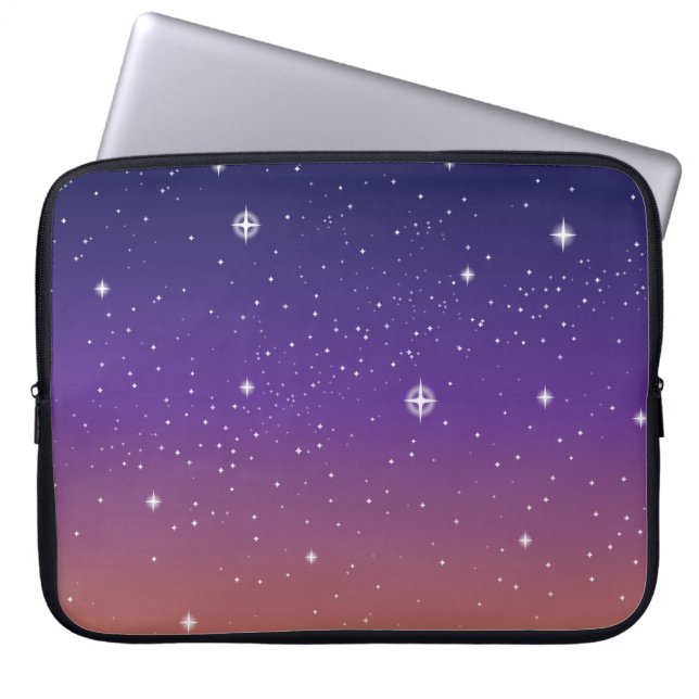 Purple and Gold Starry Sunset Sky Laptop Sleeve (Front)