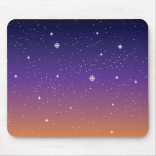Purple and Gold Starry Sunset Sky Mouse Mat
