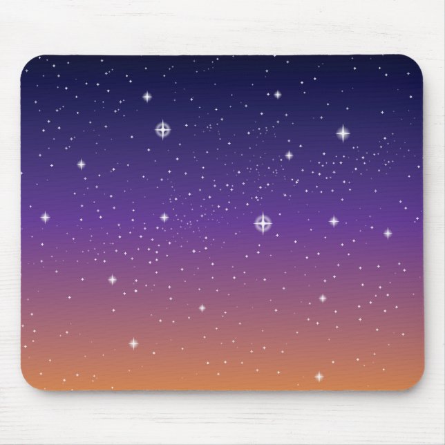Purple and Gold Starry Sunset Sky Mouse Mat (Front)