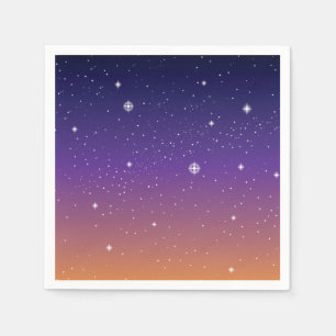 Purple and Gold Starry Sunset Sky Napkin