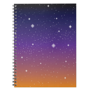 Purple and Gold Starry Sunset Sky Notebook