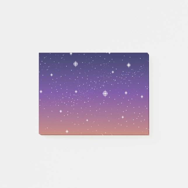 Purple and Gold Starry Sunset Sky Post-it Notes (Front)
