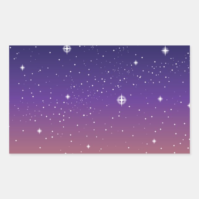 Purple and Gold Starry Sunset Sky Rectangular Sticker (Front)