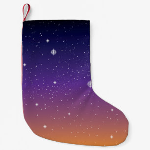 Purple and Gold Starry Sunset Sky Small Christmas Stocking