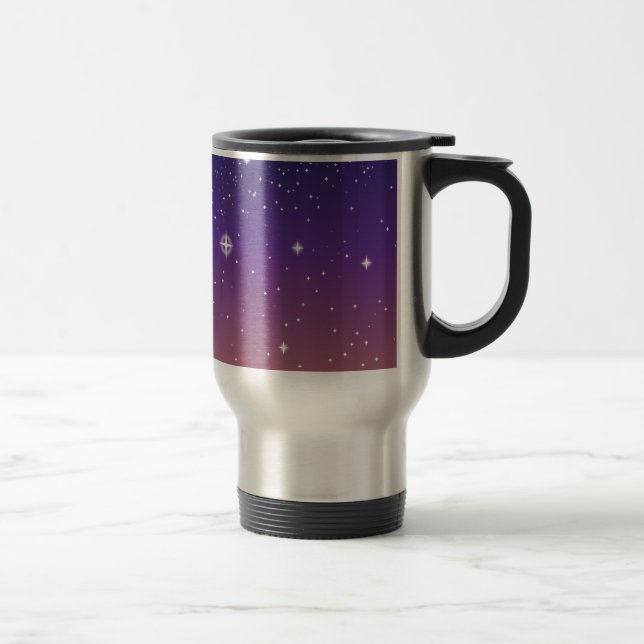 Purple and Gold Starry Sunset Sky Travel Mug (Right)
