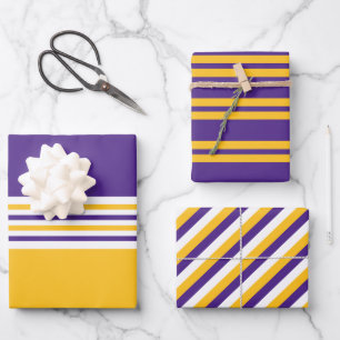 Purple and Gold Stripes Wrapping Paper Sheet