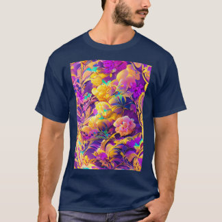 Purple and Gold Summer Floral Seamless Pattern 6 T-Shirt