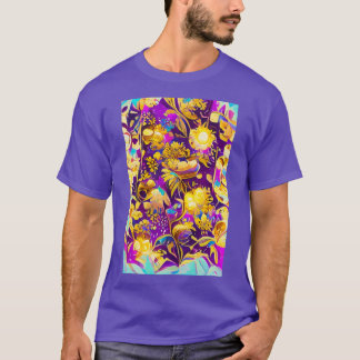Purple and Gold Summer Floral Seamless Pattern 9 T-Shirt