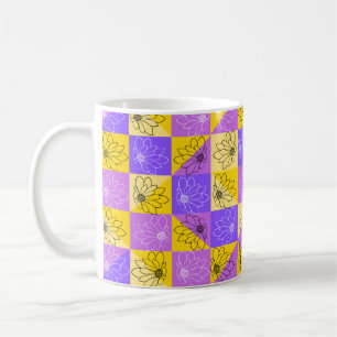 Purple and gold summer floral seamless pattern coffee mug