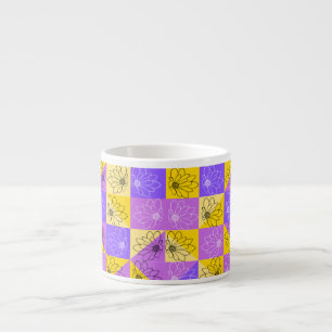 Purple and gold summer floral seamless pattern espresso cup