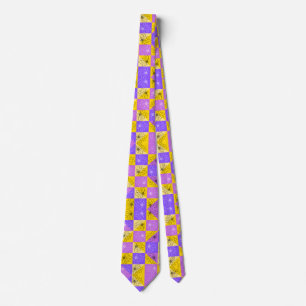 Purple and gold summer floral seamless pattern tie