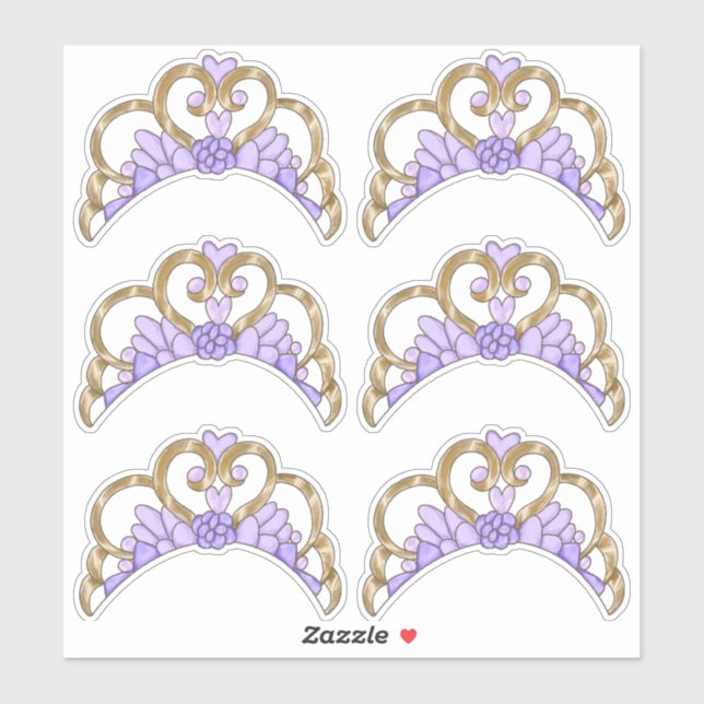 Purple and Gold Tiara Sticker Sheet (Sheet)