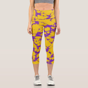Purple and Gold Tie Dye  Capri Leggings