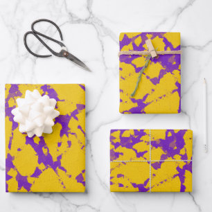 Purple and Gold Tie Dye Wrapping Paper Sheet