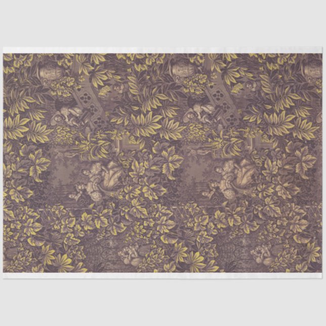 Purple and gold toile decoupage paper (Front)