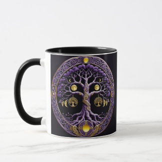 Purple and Gold Tree of Life Mandala Mug